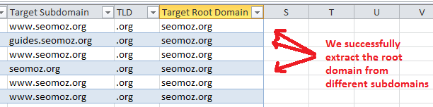 Excel - Root Domain extraction