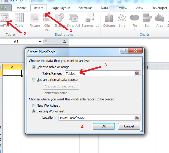Excel - Create Pivot Table