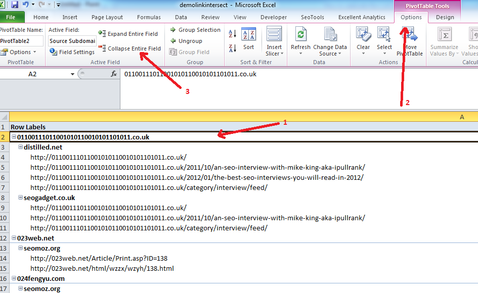 Excel - Collapse Pivot Table