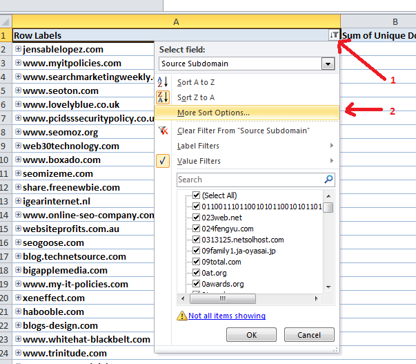 Excel - Sort Pivot Table 1