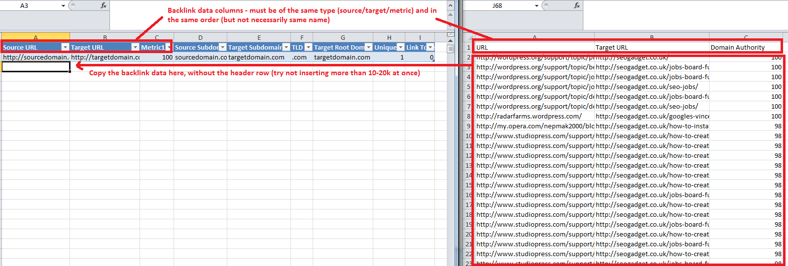 Excel - Template Instructions