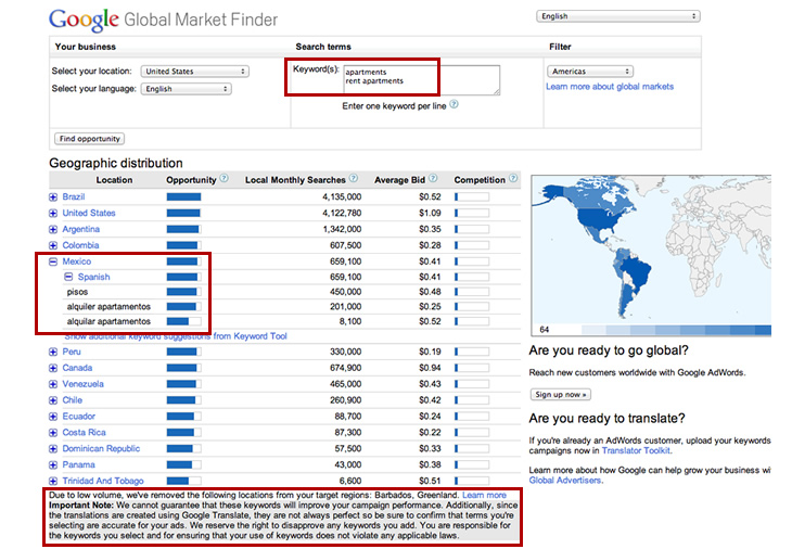 Google Global Market Finder