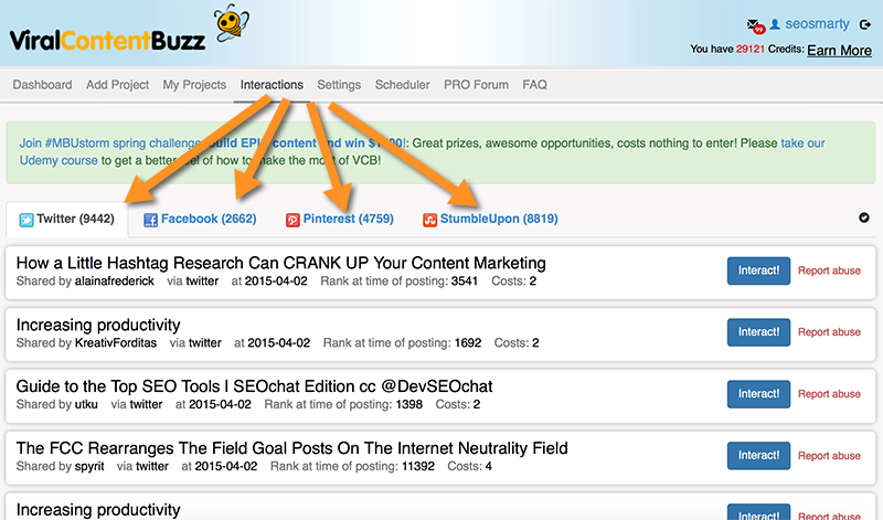 Viral Content Buzz Interactions Tab