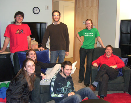 The lot of us in the Google movie room