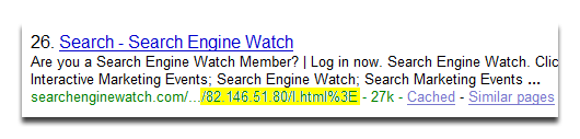 Search Engine Watch spam result Search Engine Watch spam result