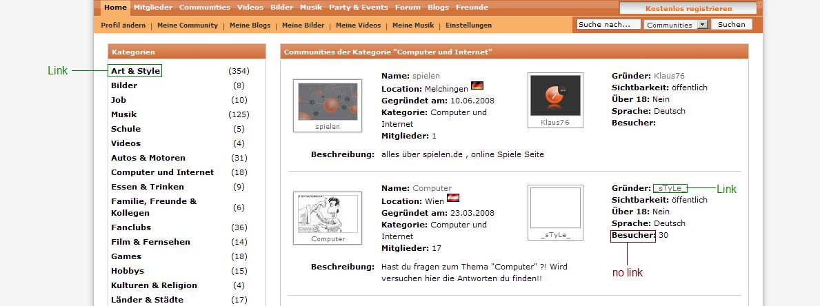 content that looks like links