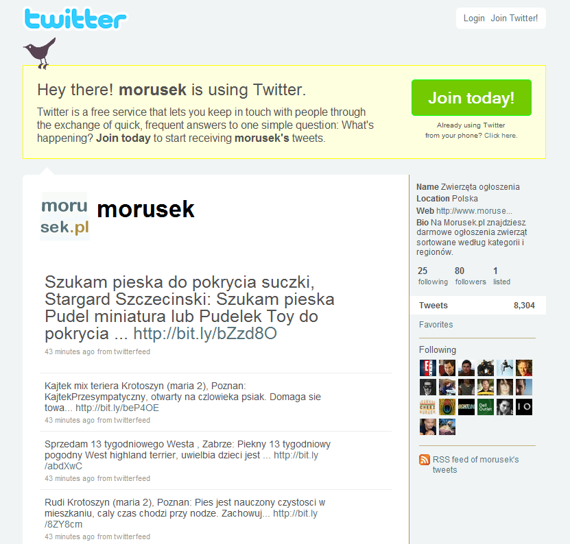 Morusek profile at Twitter Morusek profile at Twitter