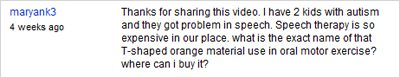 YouTube Comment on Speech Therapy Video