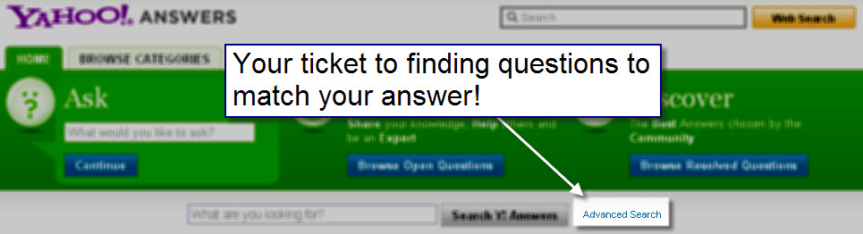 Yahoo Answers Advanced Search Function