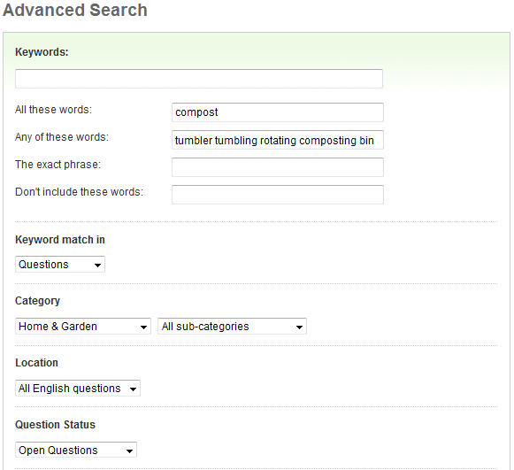 Yahoo Answers Advanced Search Feature
