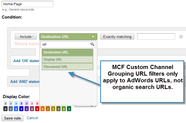 Google Analytics MCF Custom Channel Groupings