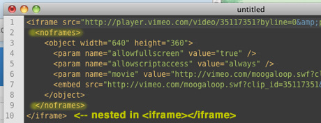 Noframes nested in iFrame