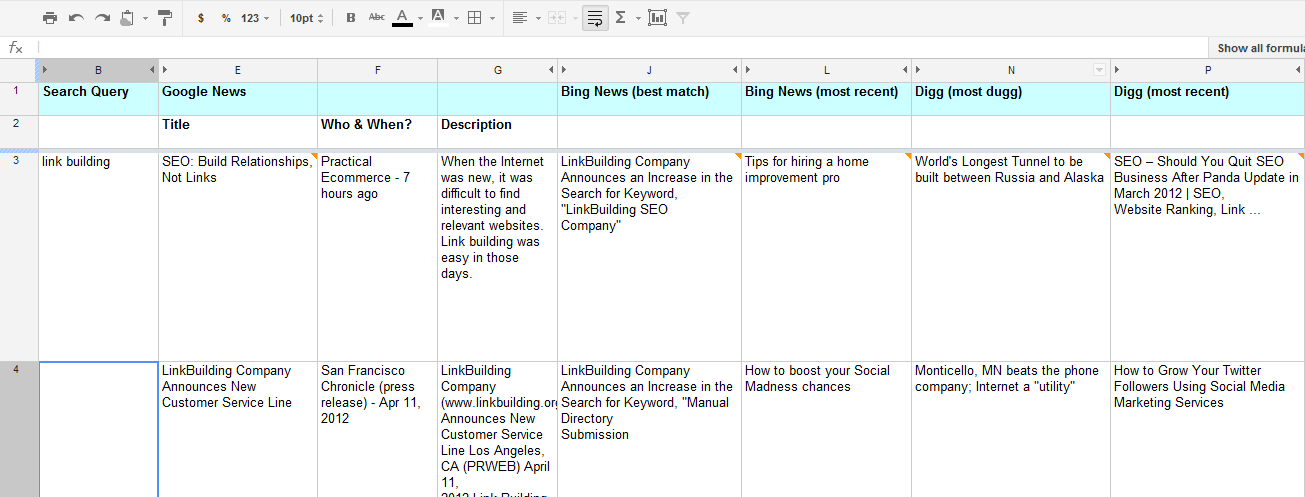 Screenshot of the SEOGadget Content Generation Tool