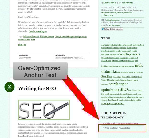 Over Optimized Anchor Text