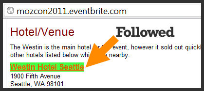 Followed Links on Eventbrite
