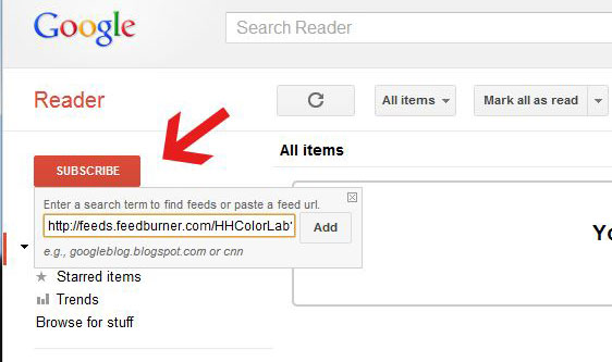 Subscribe using Google Reader