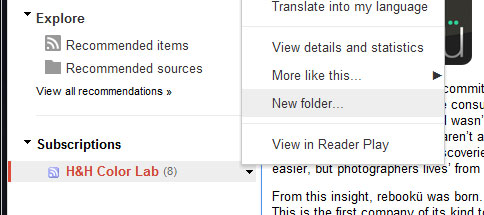 Organize feeds into folders