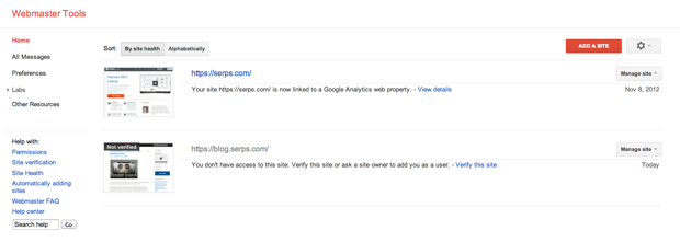 Google Webmaster Tools Home