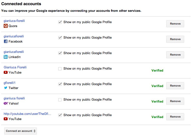 Google Plus connected accout