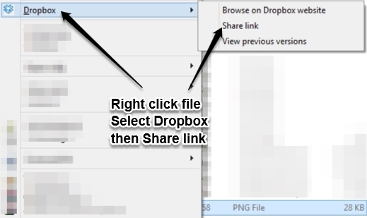 Share a file to Dropbox