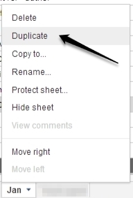 Duplicate worksheet