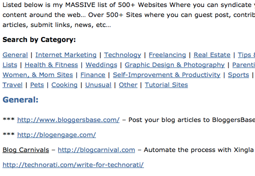 Buzz Blogger 500 Places to Syndicate