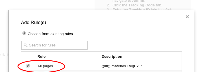 Adding "all pages" rule