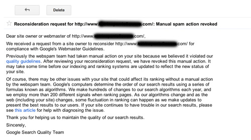manual spam action revoked