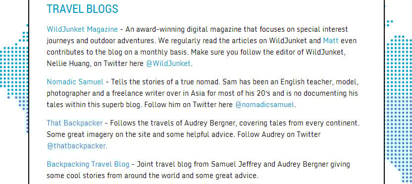 Links Page on a Blog