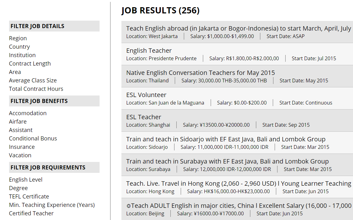job page on teflsearch