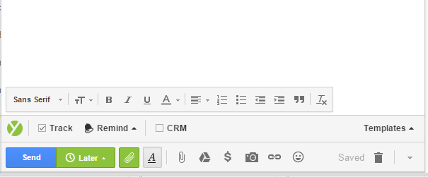 A screenshot showing how Yesware email software looks in a draft email.
