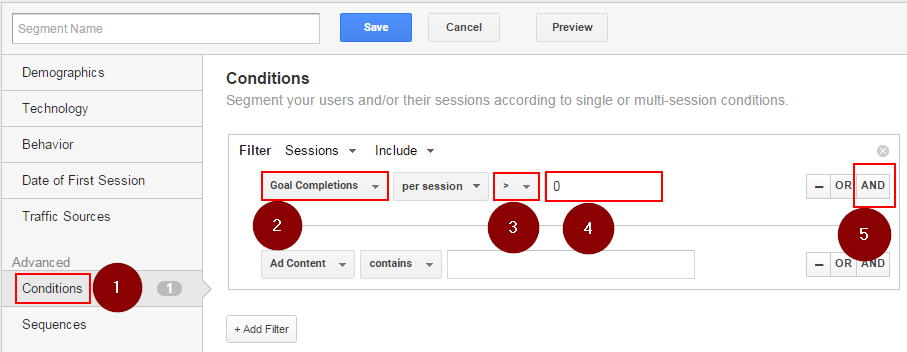 Steps for creating an Advanced Segment