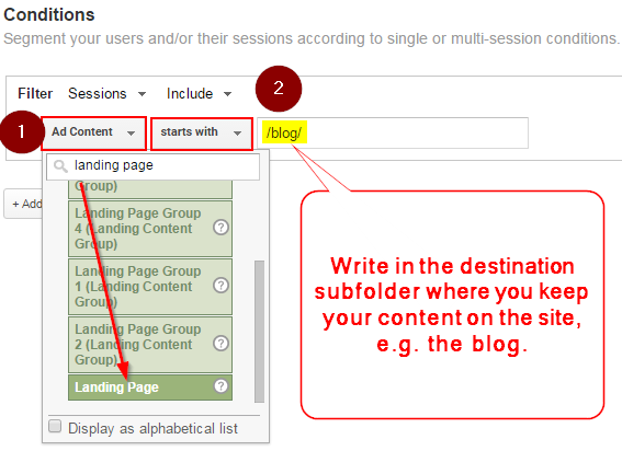 Blog destination Advanced Segment