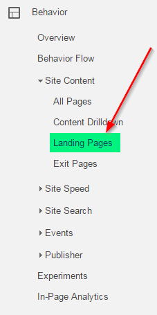 Landing Pages report