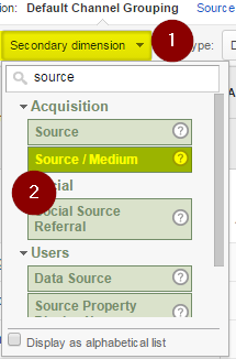 Secondary dimension to find source