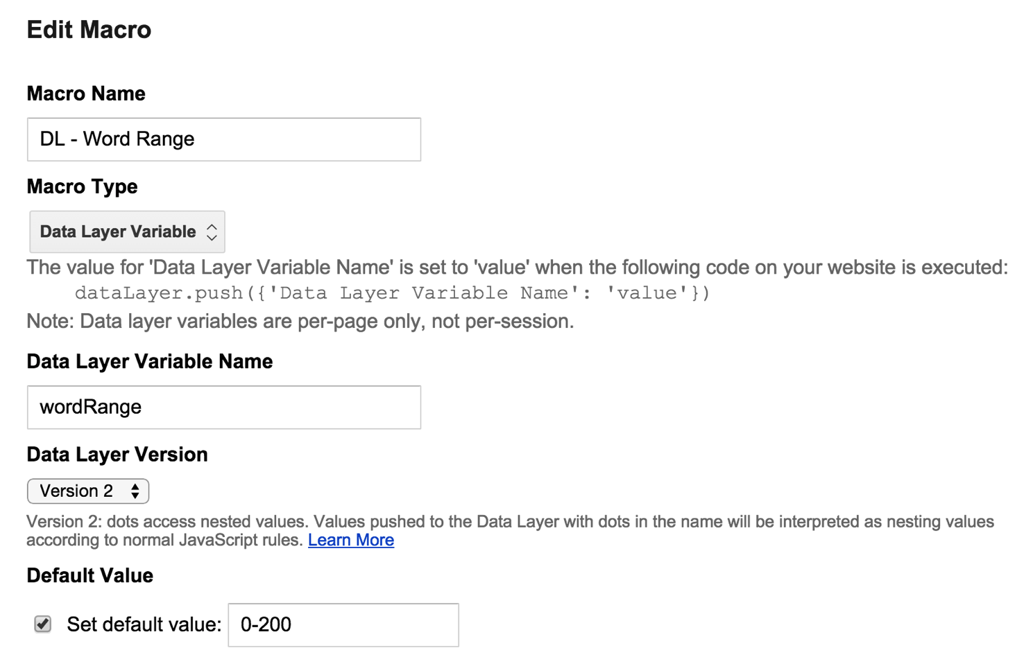 Data Layer Variable Google Analytics
