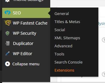 Where you'll see the SEO plugin installed on your Wordpress dashboard