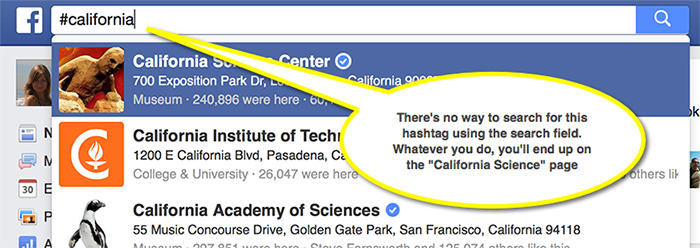 Making hashtag search impossible on Facebook