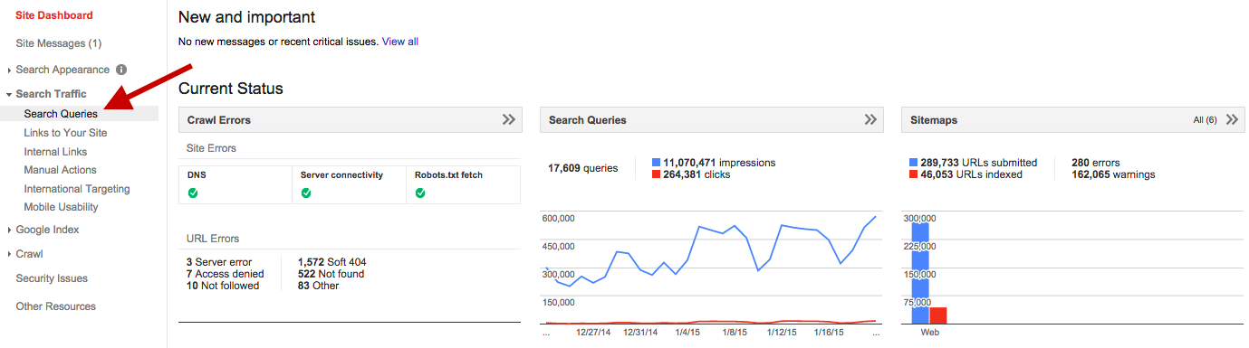 search queries Google Webmaster Tools