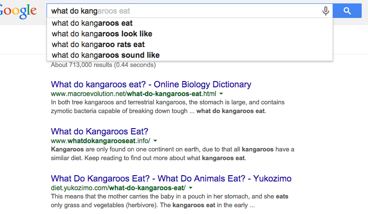 Google instant suggestions 