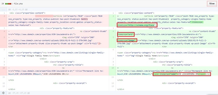 Before and After Adding the Structured data