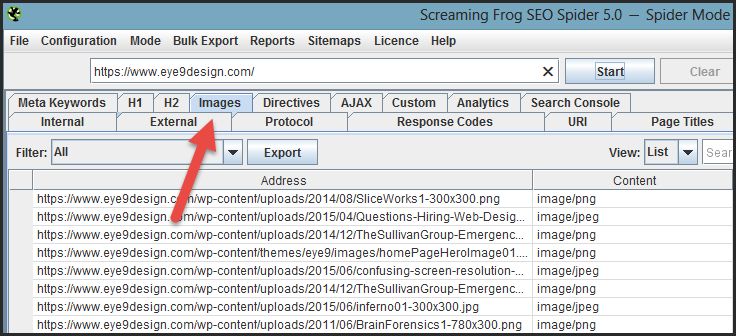 Click Images to see your image inventory