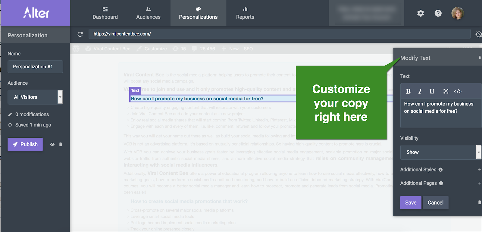 Alter personalization