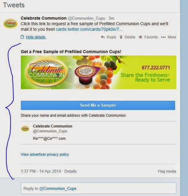 Tweet with the Lead Generation Card Expanded