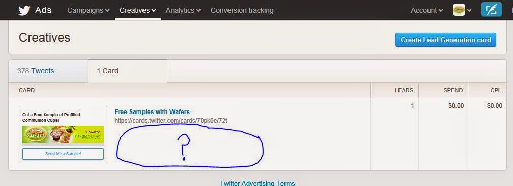 Card Tracking Panel in Twitter Ads