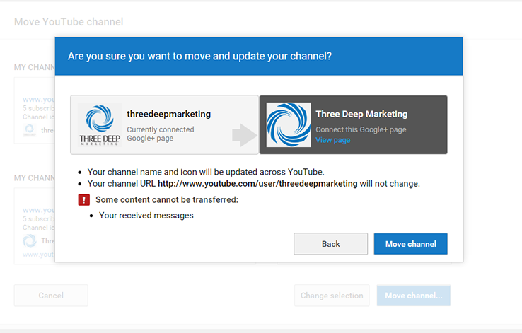 YouTube Profile Transfer
