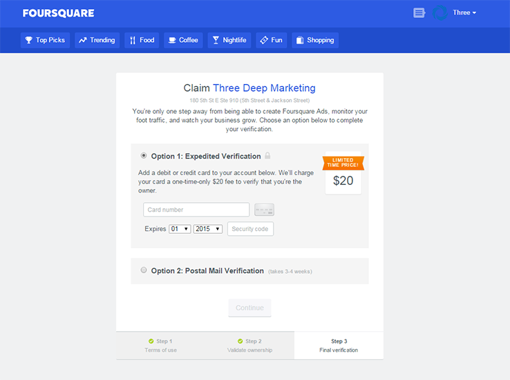 Foursquare Verification