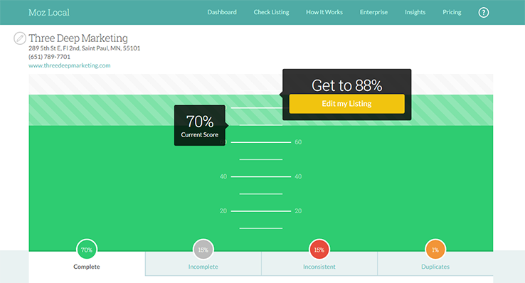Moz Local Score 1-26