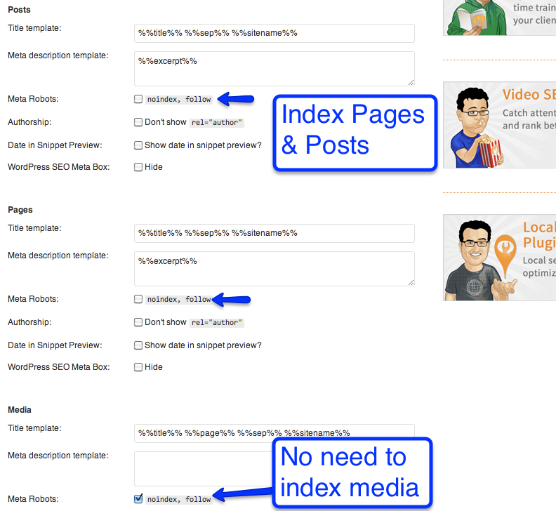 indexation setting yoast seo