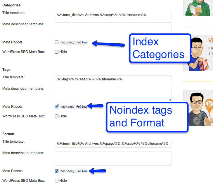 indexation setting yoast seo